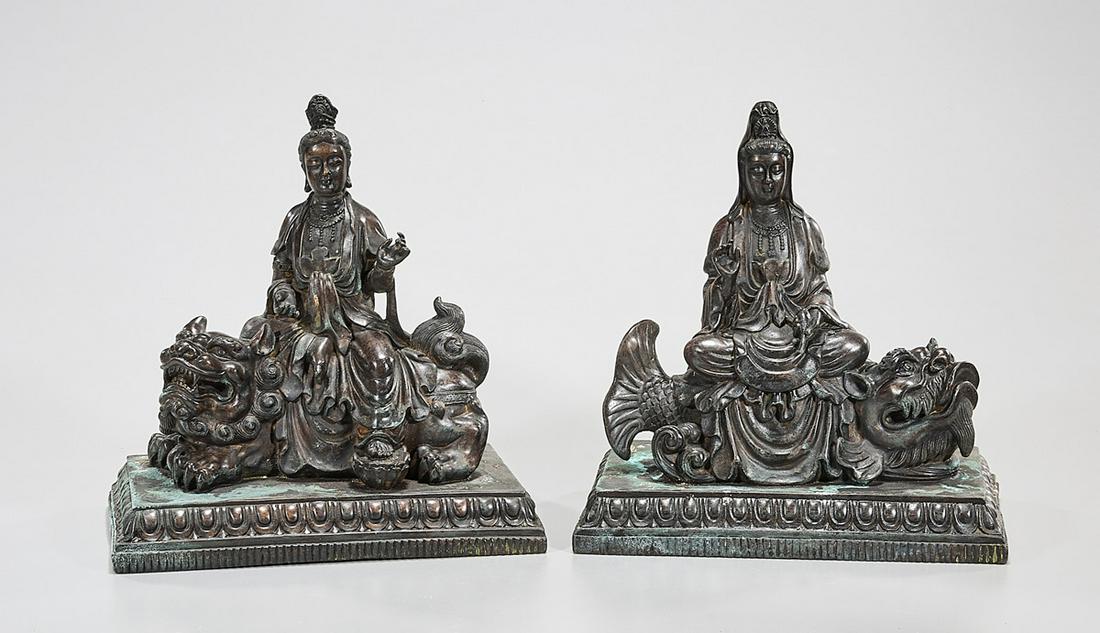 Two Chinese Bronze Guanyin Figures (1 of 5)