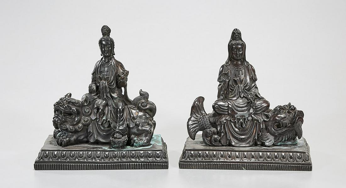Two Chinese Bronze Guanyin Figures (1 of 5)