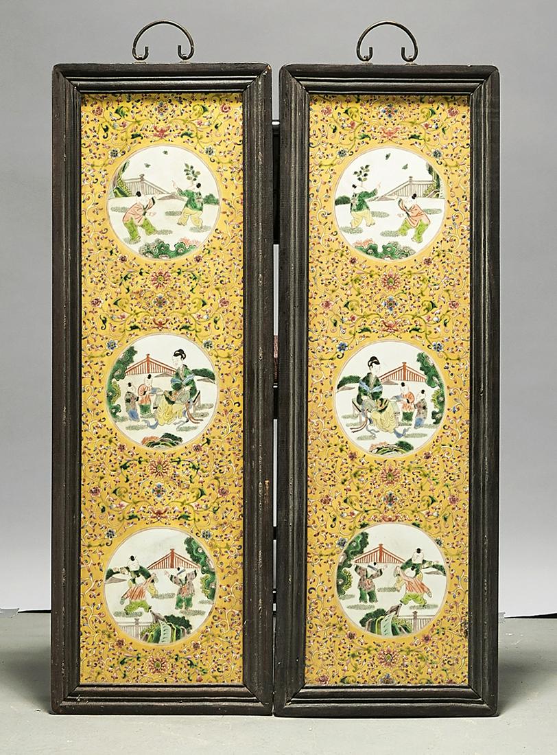 Two Chinese Framed Enameled Porcelain Plaques (1 of 4)