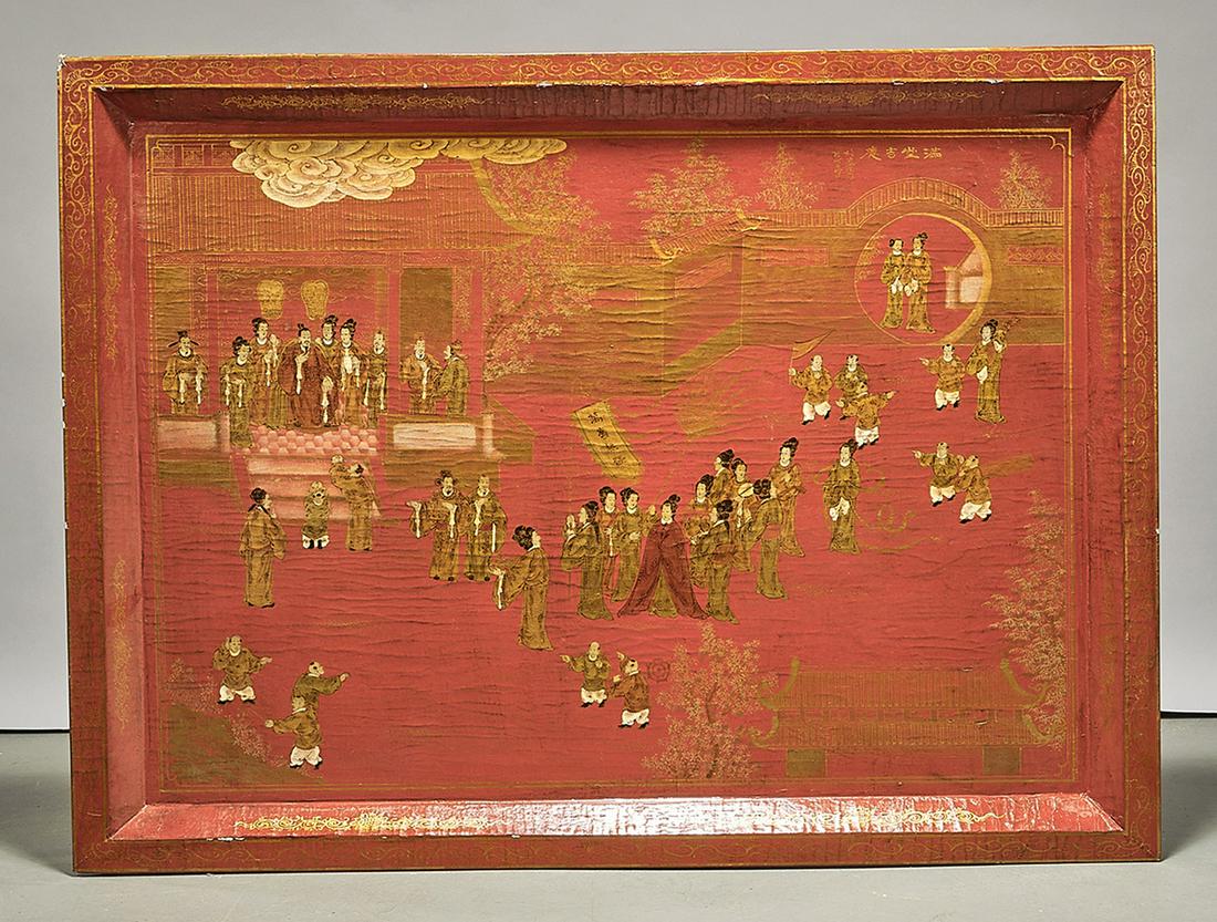 Large Chinese Painted Wood Panel (1 of 4)