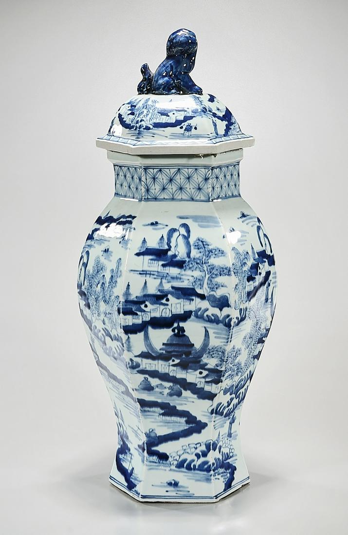 Chinese Blue and White Porcelain Hexagonal Covered Vase (1 of 5)