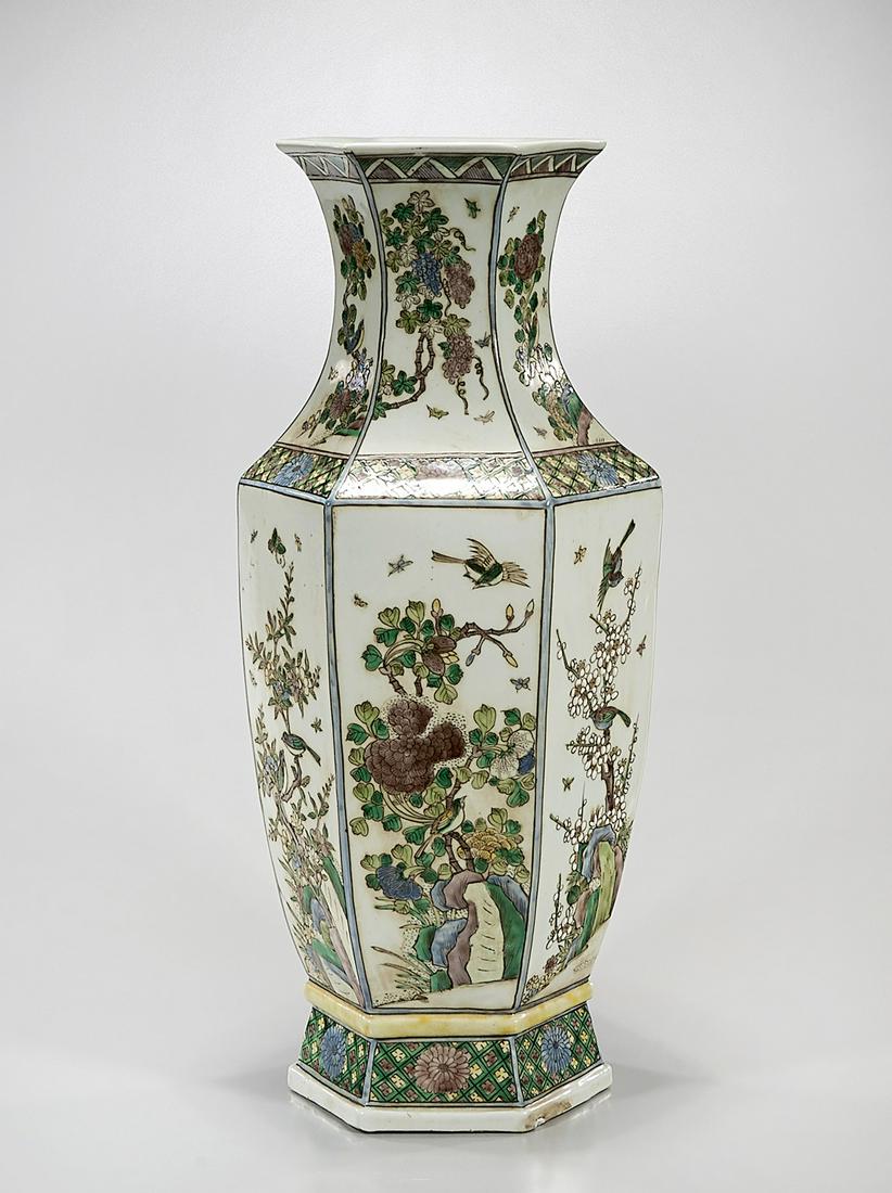 Chinese Enameled Porcelain Hexagonal Vase (1 of 6)