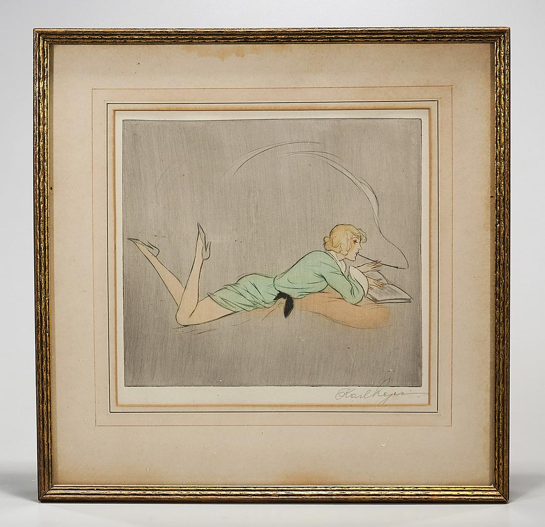 Group of Four Framed Etchings: Four framed etchings; including artists Karl Reger, Max Sprinkmann (German b. 1876), Andrew Affleck (British 1869-1935) and Gustave Leheutre (French, 1861â€“1932); 12 1/2" x 18" (largest, sight, 