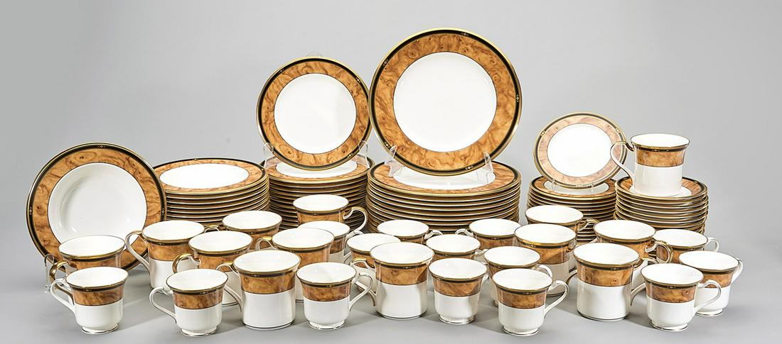 A 97-Piece Noritake Dinnerware Service: Noritake dinnerware, including 14 Dinner plates, 14 salad plates, 14 bread plates, 14 bowls, 14 saucers, 14 tea cups, 13 coffee mugs; D: 9 1/4" (largest, approx.)