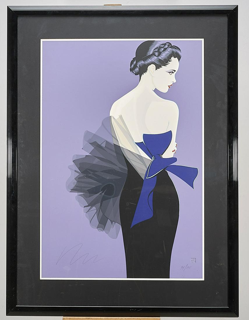 Robert Blue Serigraph: Serigraph by Robert Blue, "Anne on Violet"; signed and numbered; no. 94/175; gallery label to verso; 42 1/2" x 28 1/2" (sight, approx.)