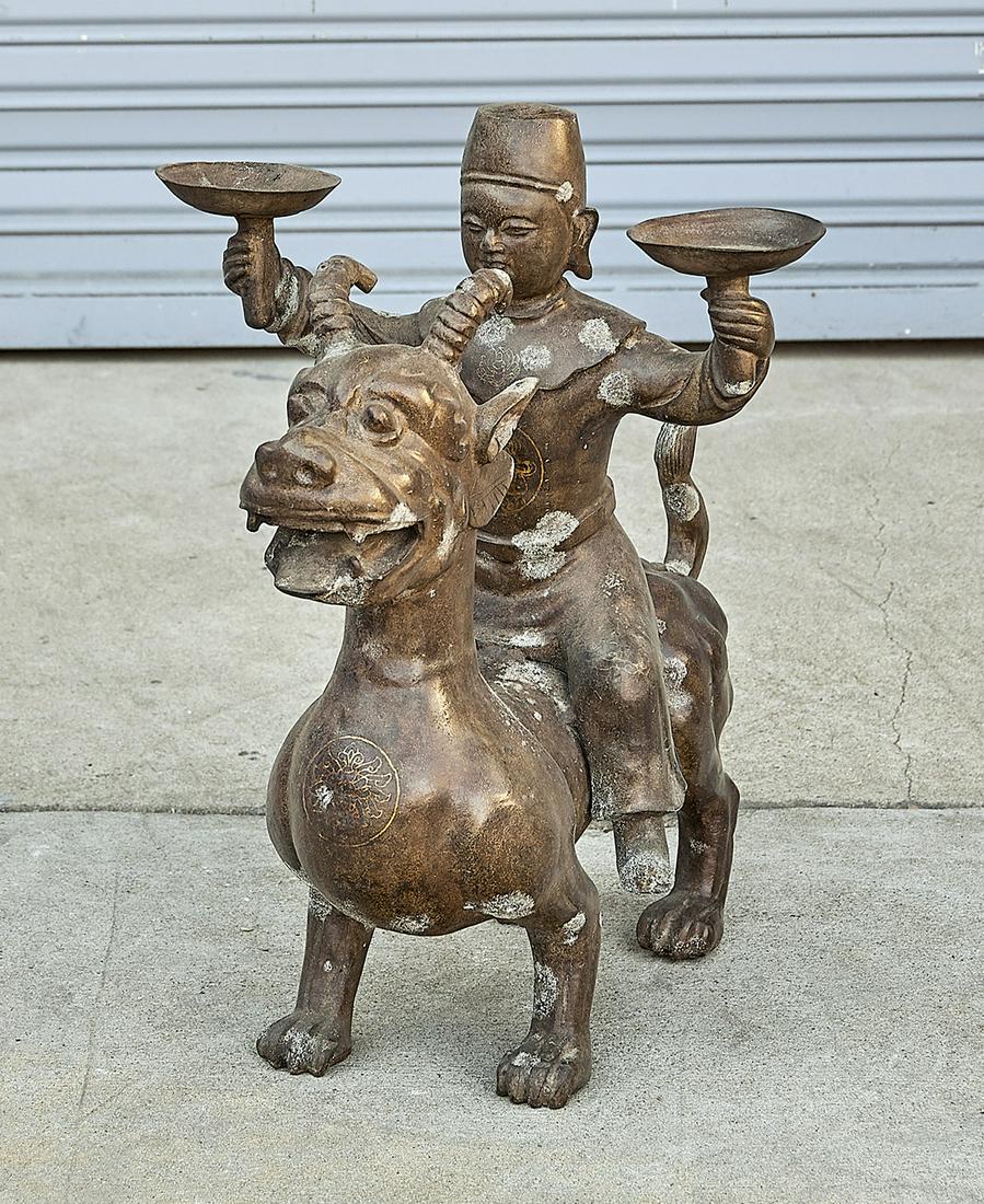 Chinese Bronze Figural Candle Holder (1 of 4)