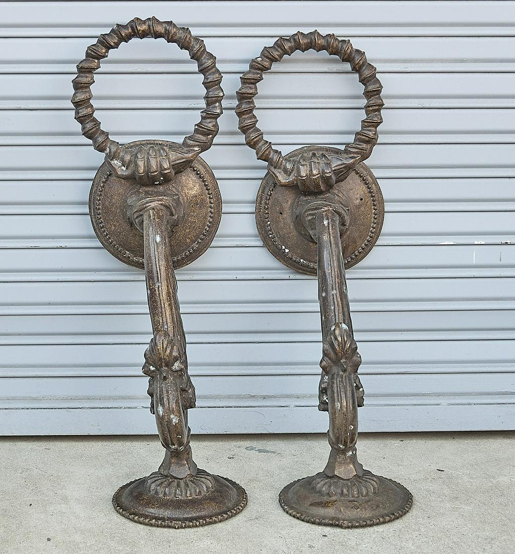 Two Elaborate Bronze Corbels: Two elaborate bronze corbels; 32" x 18" x 11" (each, approx.) Condition: wear
