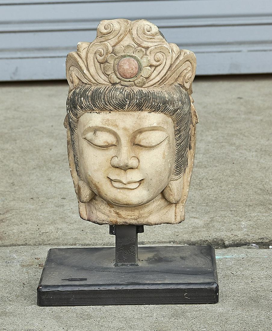 Chinese Carved Marble Head (1 of 4)