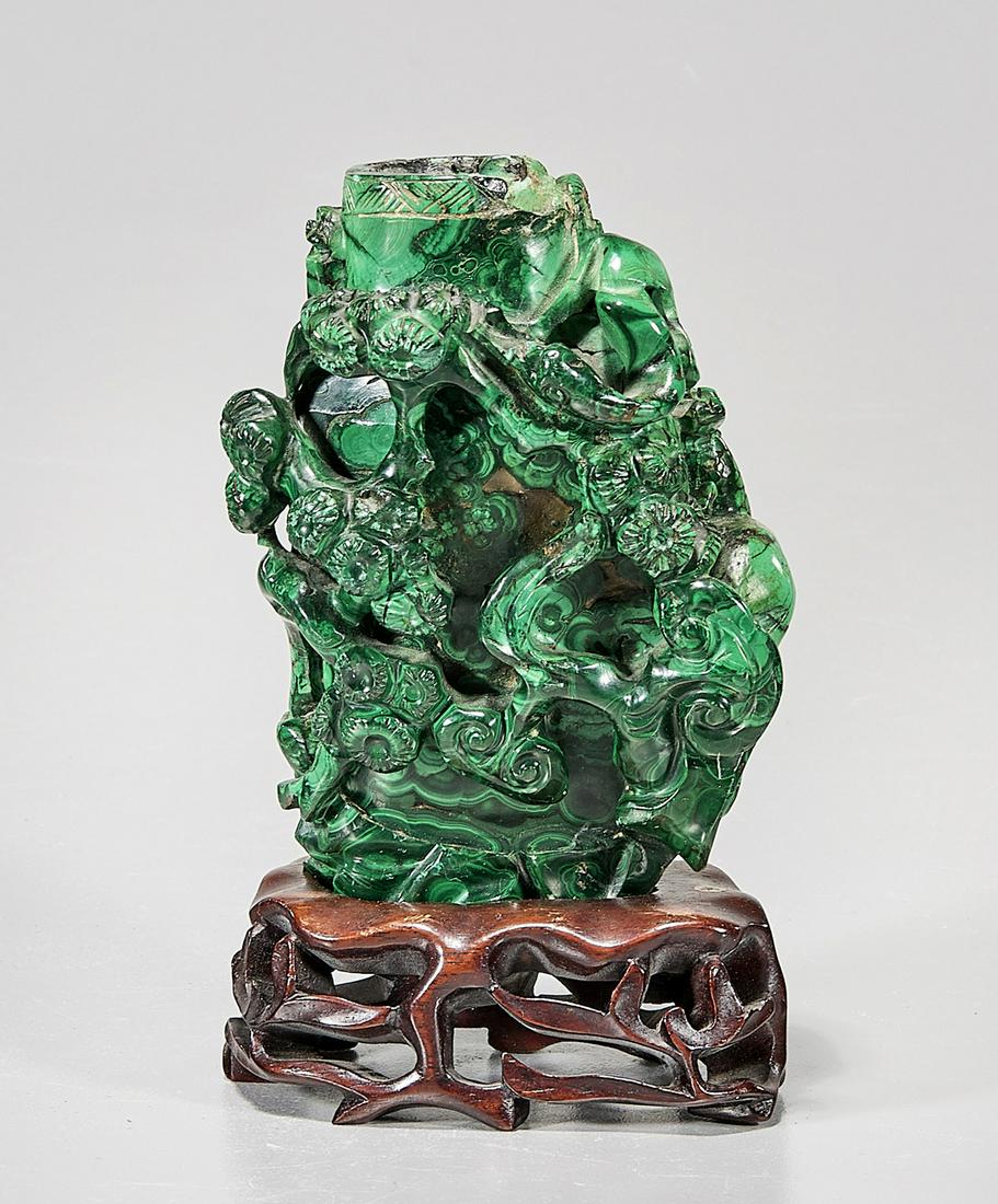Chinese Carved Malachite Vase (1 of 3)