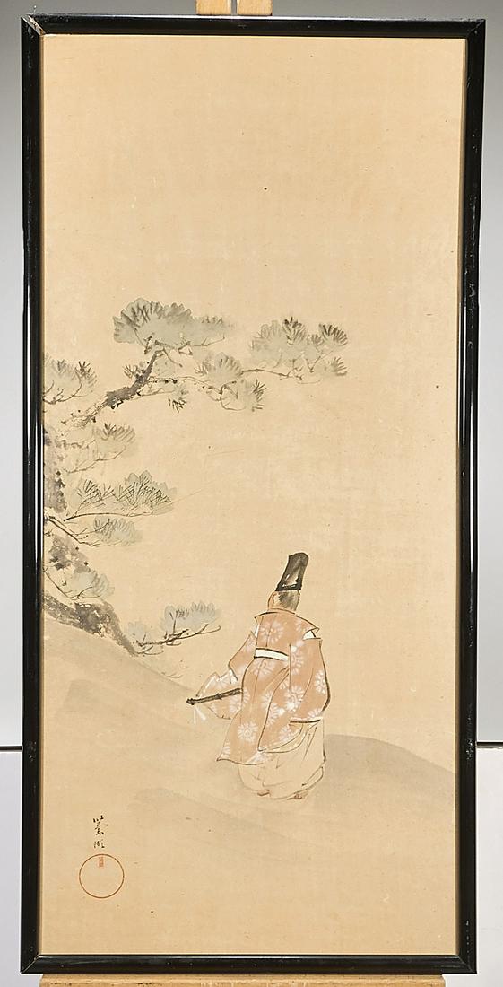 Two Framed Japanese Ink and Color on Paper Paintings (1 of 4)