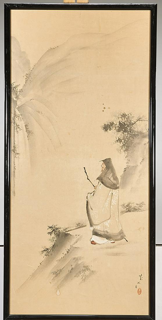 Group of Three Japanese Ink and Color Paintings on (1 of 6)