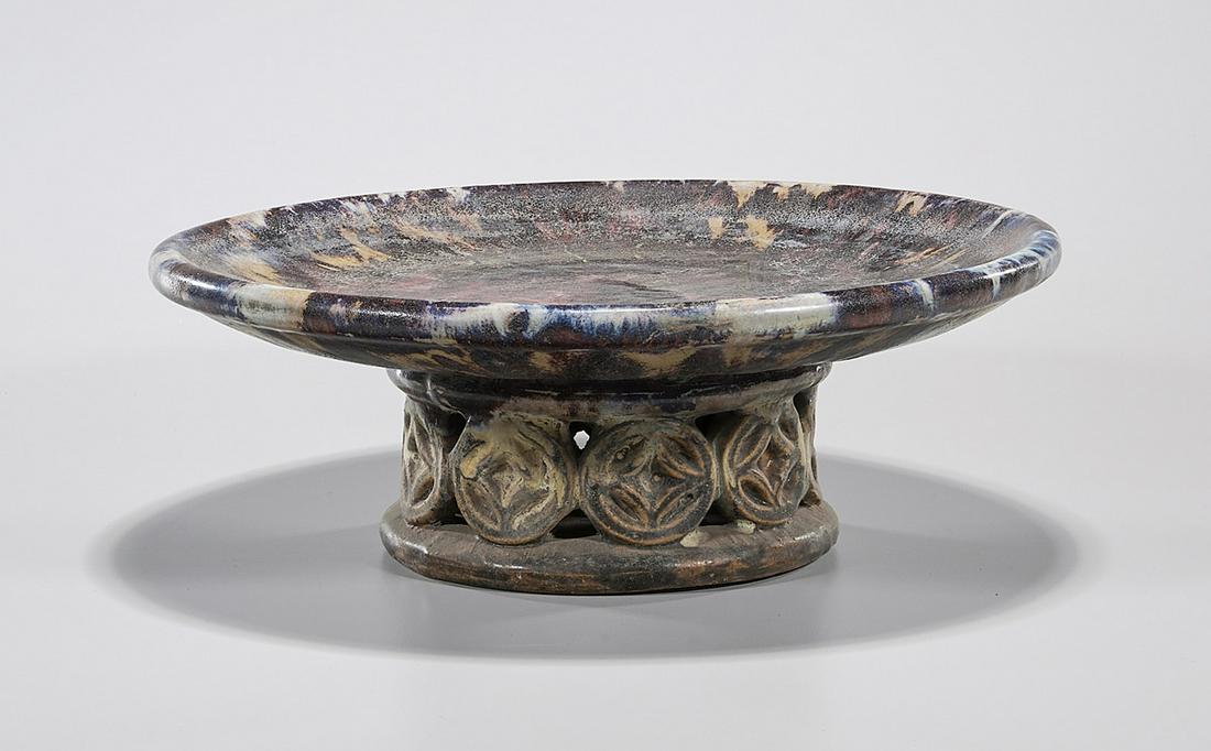 Chinese Glazed Ceramic Stem Dish (1 of 3)