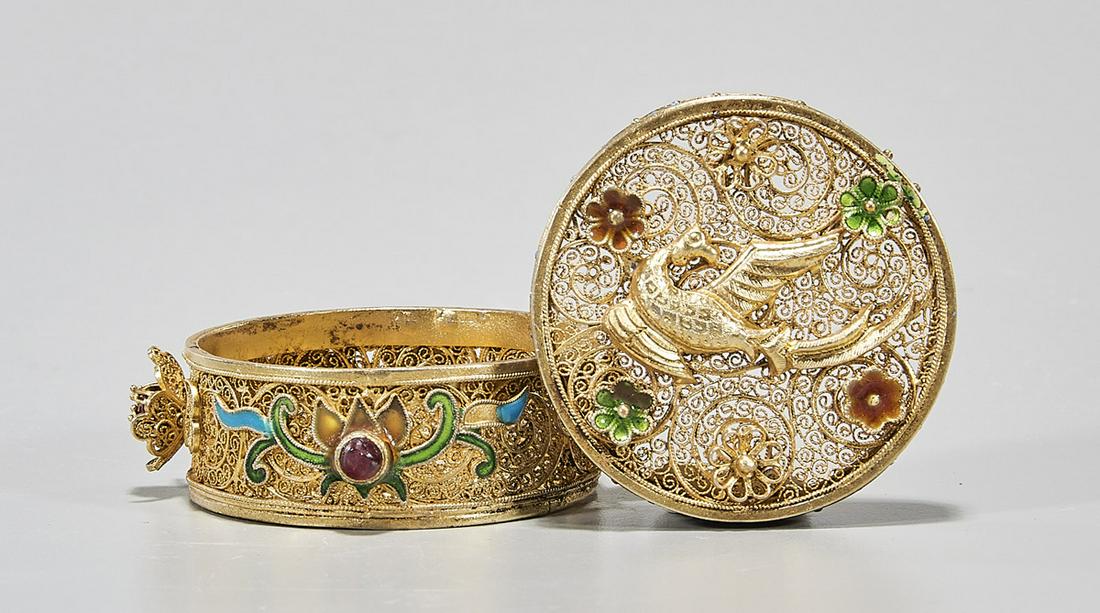 Chinese Gilt Metal Filigree Covered Box (1 of 4)