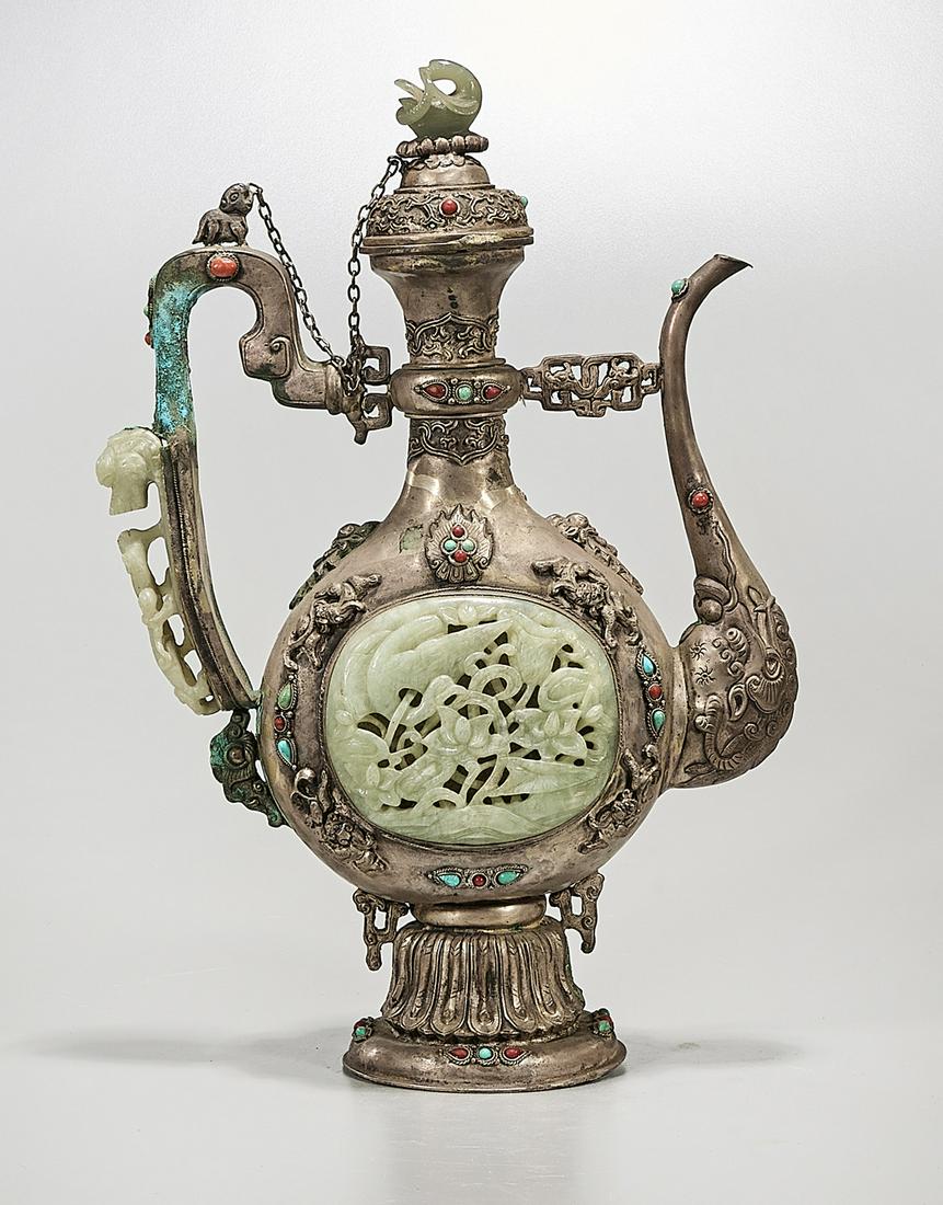 Chinese Hardstone and Metal Covered Ewer (1 of 7)