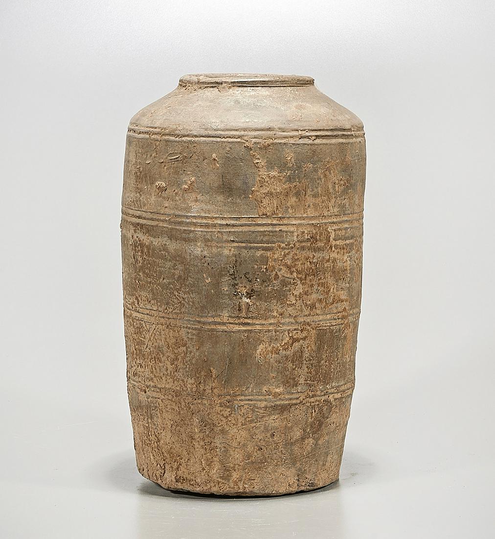 Chinese Archaistic Pottery Silo: Chinese archaistic pottery silo; 12 1/2" x 8" (approx.) Condition: wear, losses