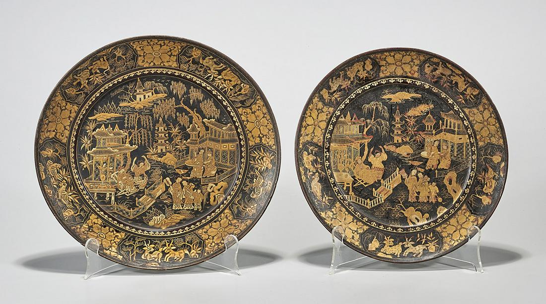 Two Chinese Gilt Lacquer Plates (1 of 4)