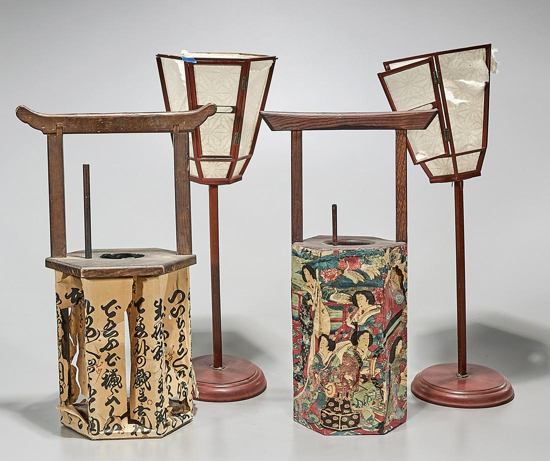 Group of Four Japanese Wood and Paper Lamps (1 of 4)