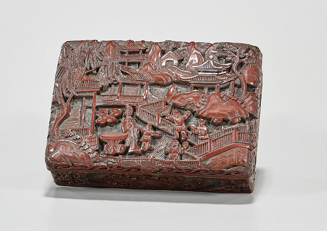 Chinese Carved Wood Covered Box (1 of 4)