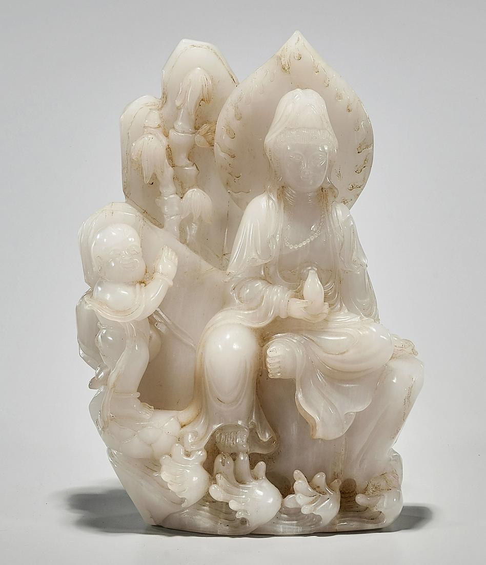 Chinese Hardstone Guanyin and Attendant (1 of 3)