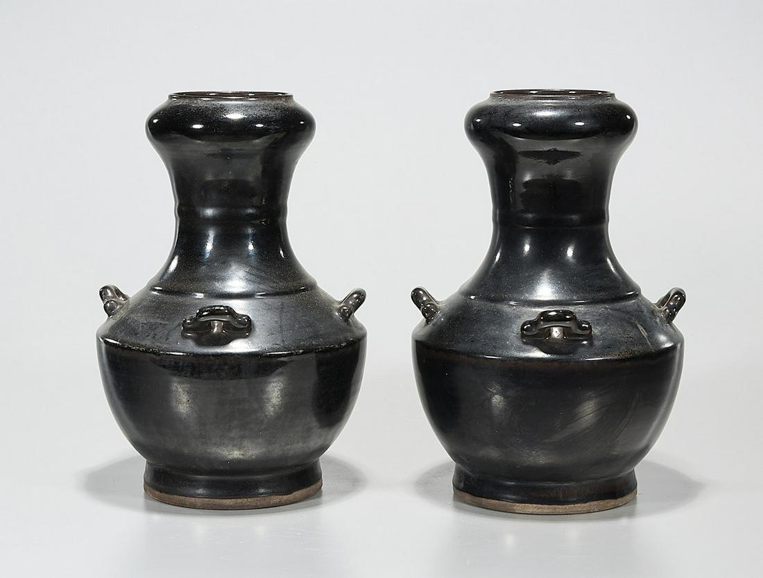 Pair Chinese Black Glazed Porcelain Vases (1 of 5)