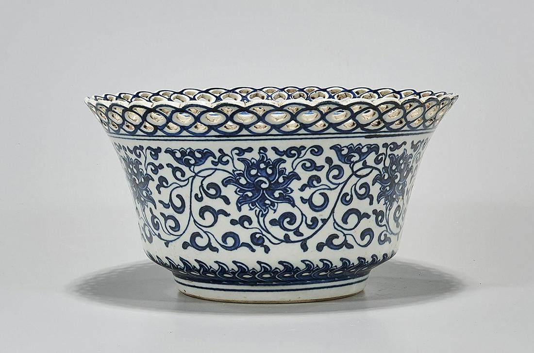 Pair Chinese Glazed Porcelain Basins: Pair of Chinese purple glazed porcelain basins; 5" x 8 1/2" (each, approx.) Condition: wear, frits, pits, minor loss