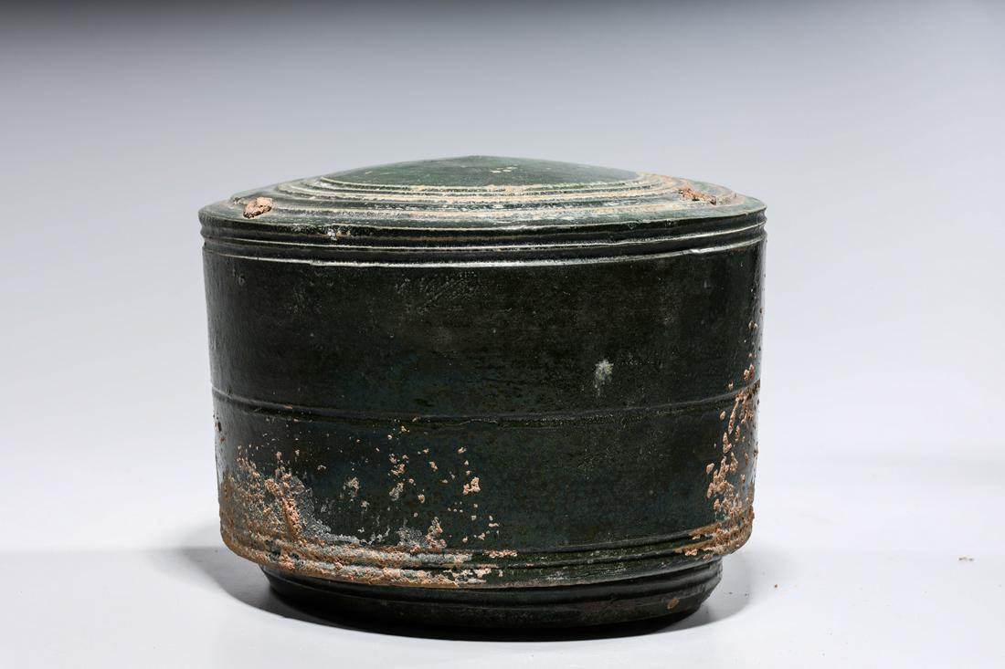 Chinese Green Glazed Ceramic Covered Container (1 of 4)