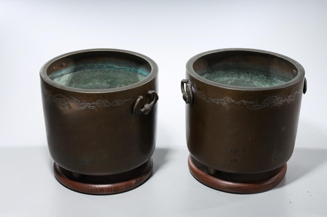 Pair Antique Japanese Bronze Hibachi (1 of 5)
