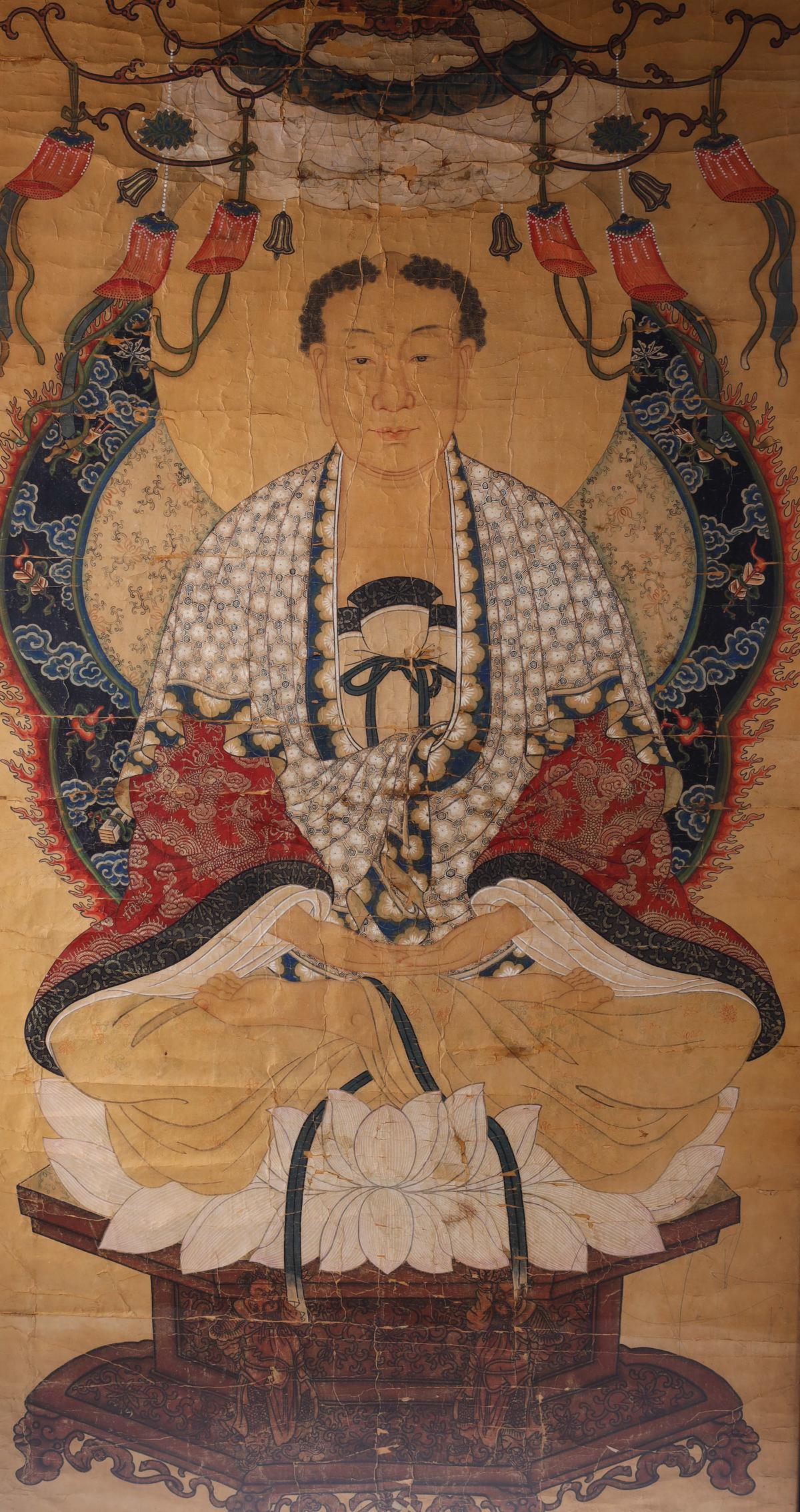 Large Antique Chinese Ink and Color Painting on Paper (1 of 3)