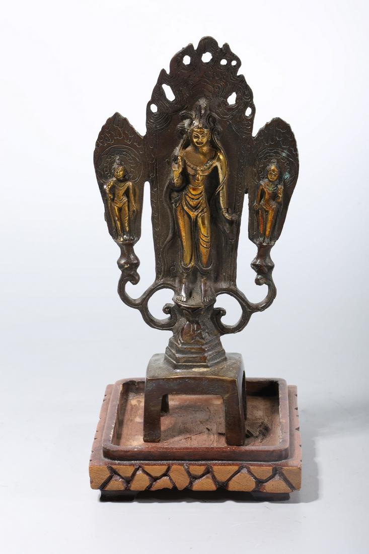 Korean Parcel-Gilt Metal Buddha Triad (1 of 4)