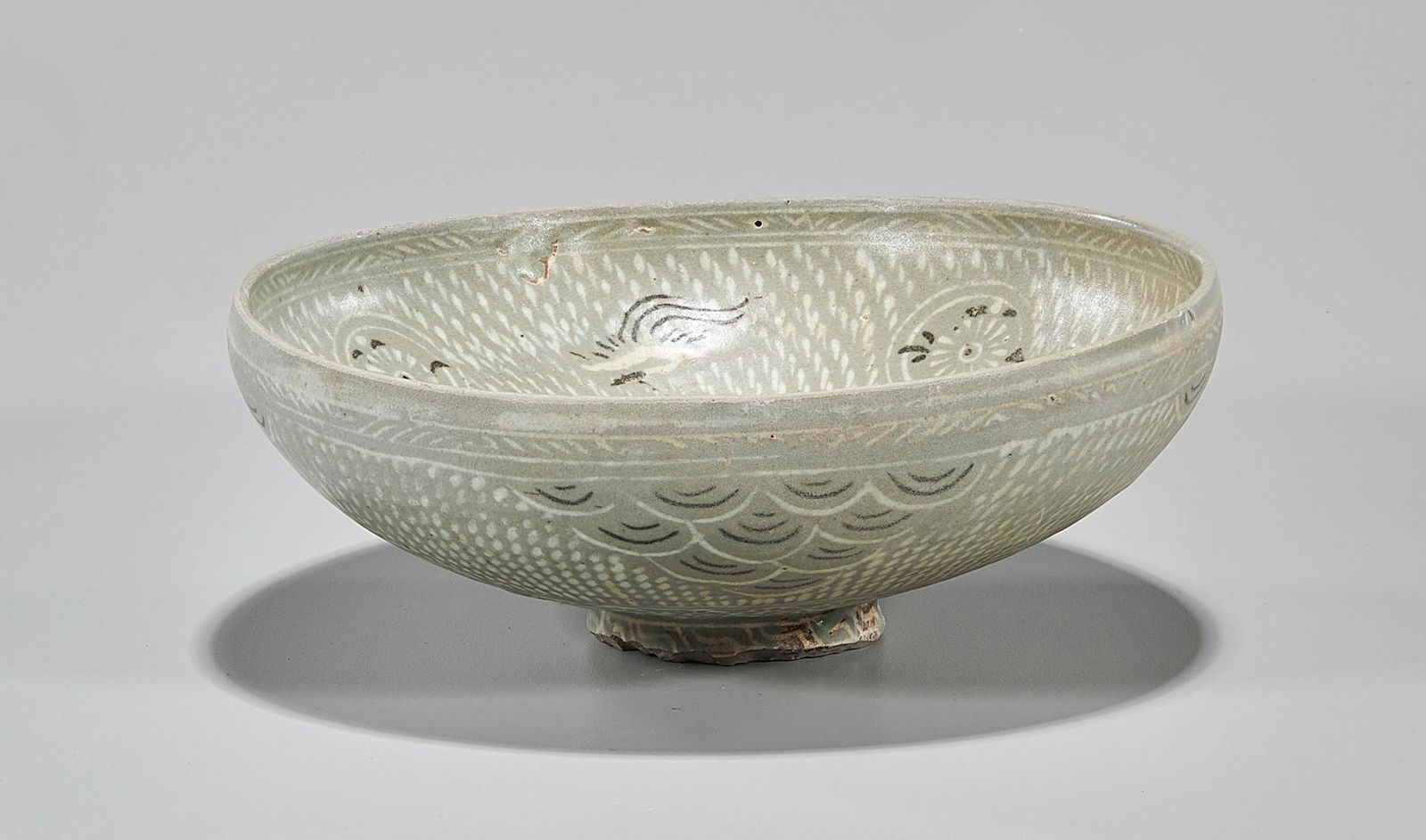 Korean Celadon Glazed Elaborately Designed Bowl (1 of 3)