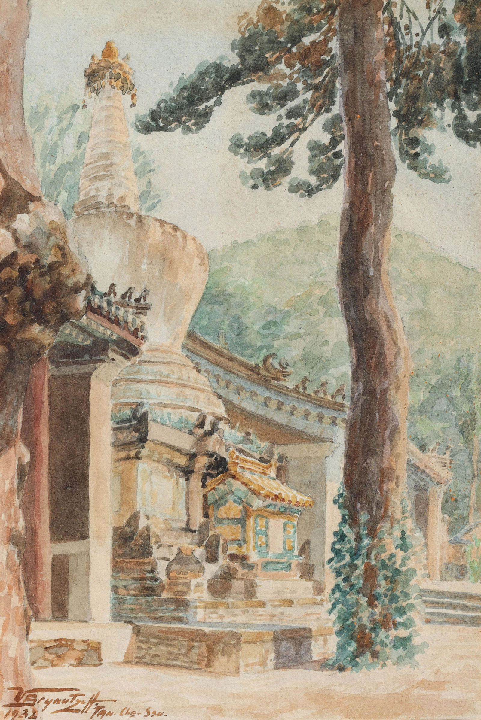 20th Century Chinese Scenic Watercolor Painting (1 of 4)