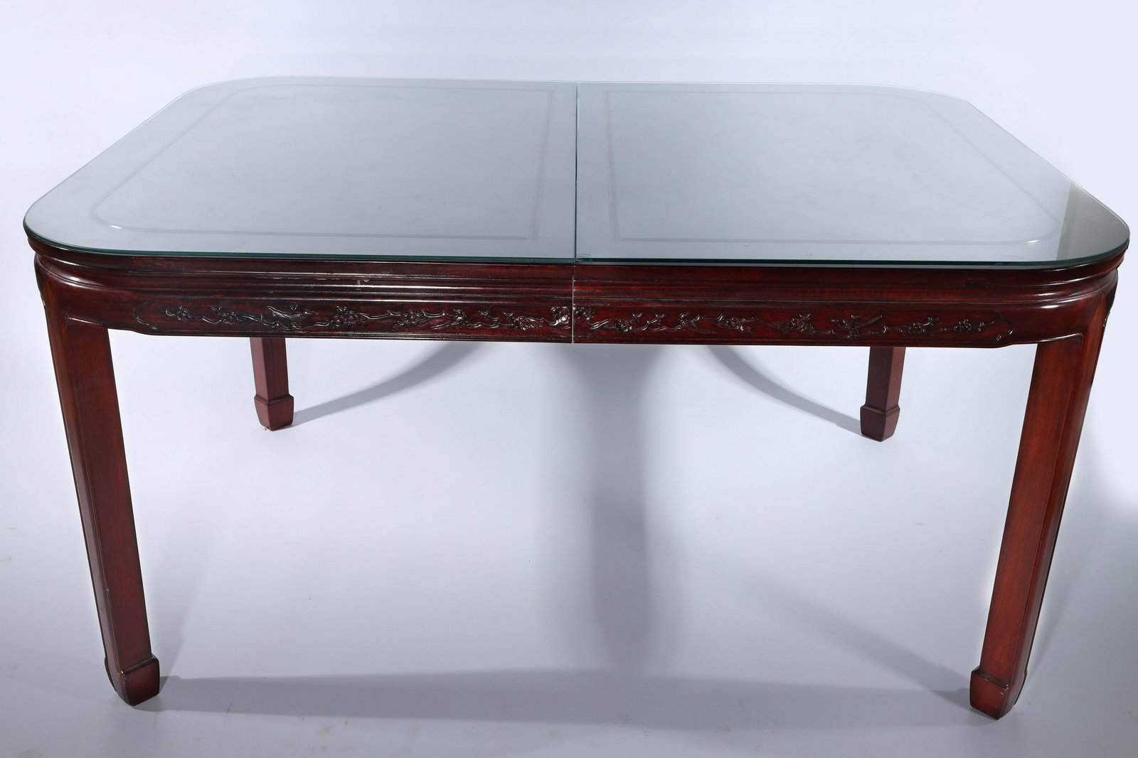 Chinese Glass-Topped Dining Table with Leaves (1 of 4)