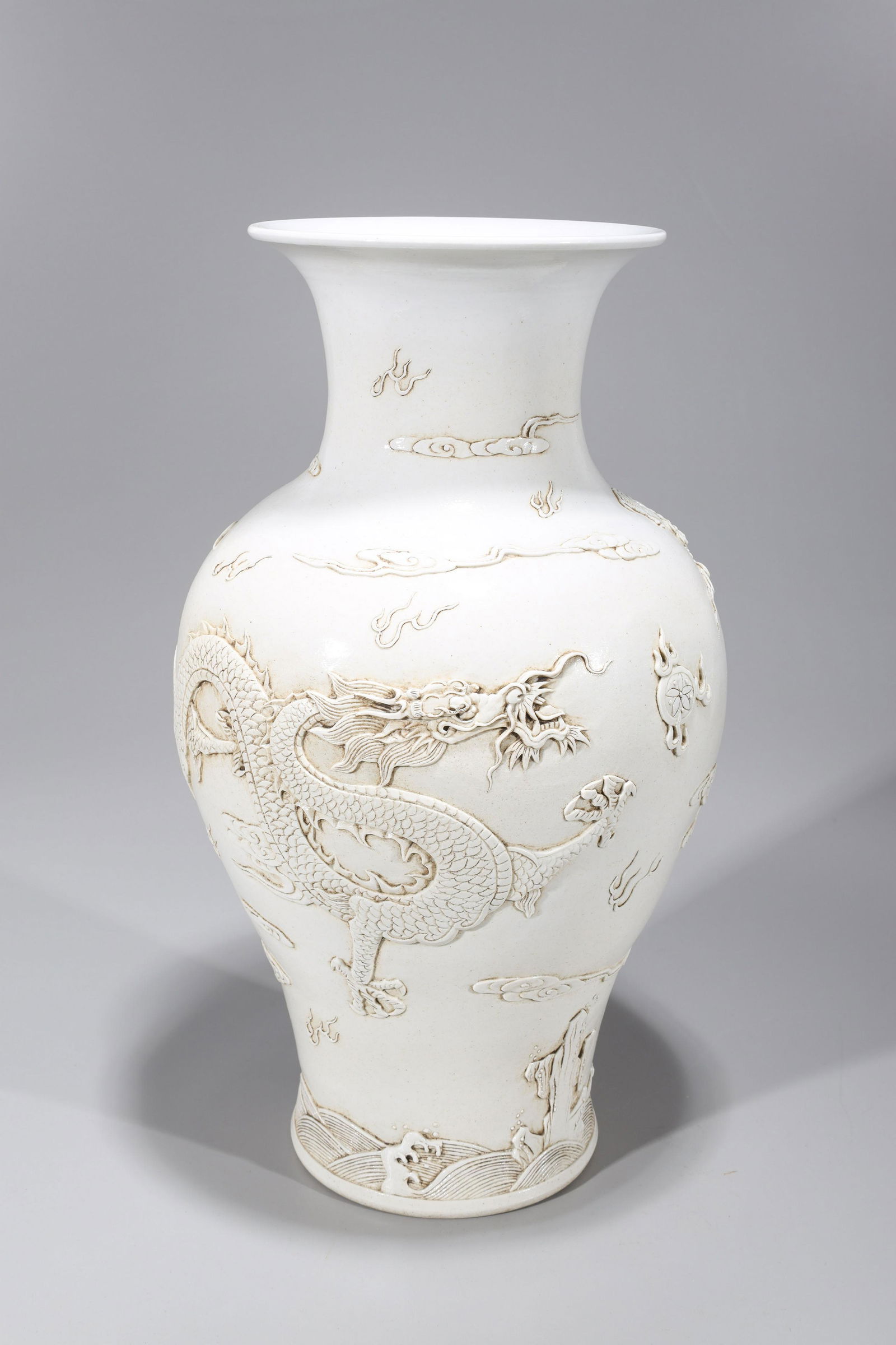 Chinese White Glazed Qianlong Style Dragon Vase (1 of 9)