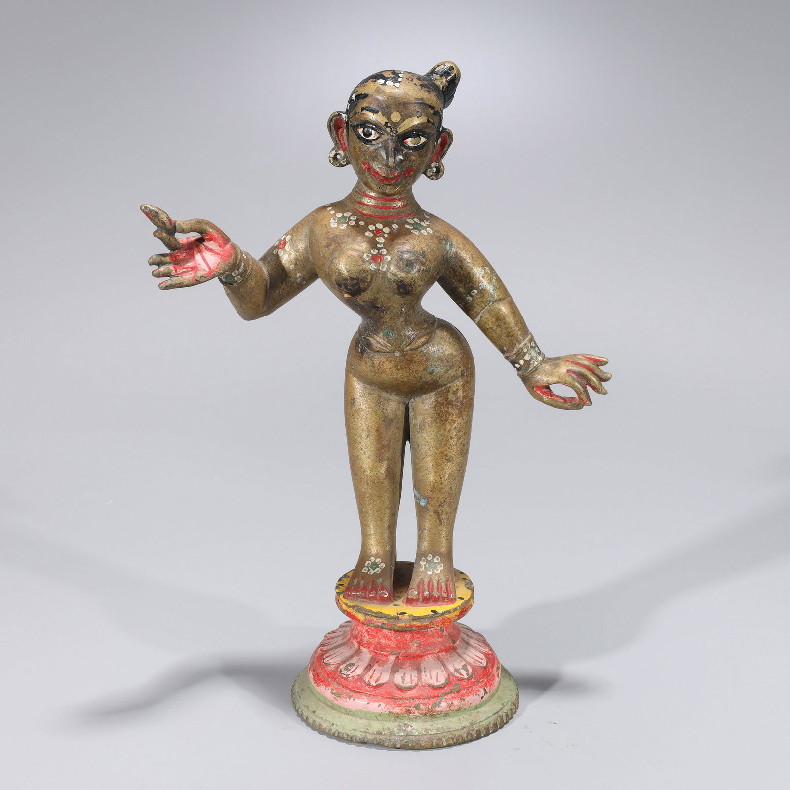 Enameled Bronze Indian Statue (1 of 8)