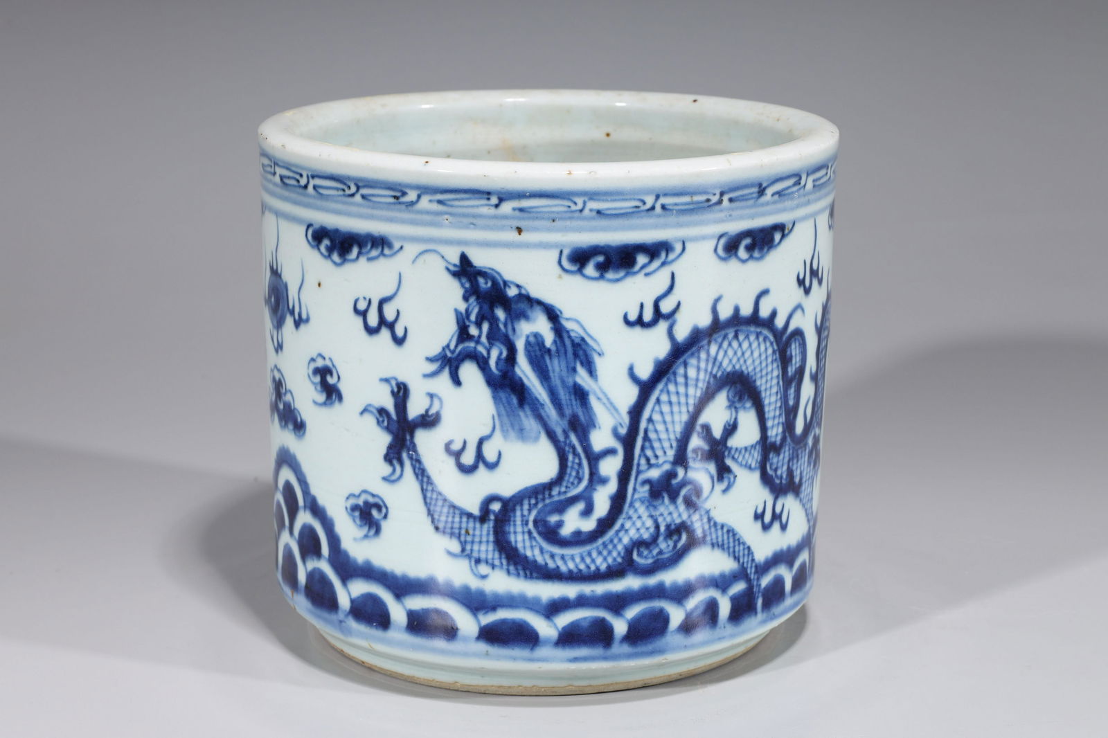 Chinese Blue & White Porcelain Brush Pot (1 of 6)