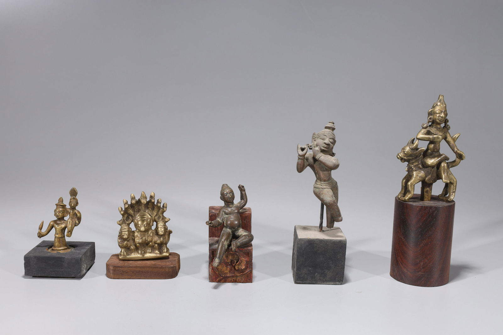 Group of Five Antique Indian Mounted Figures (1 of 9)
