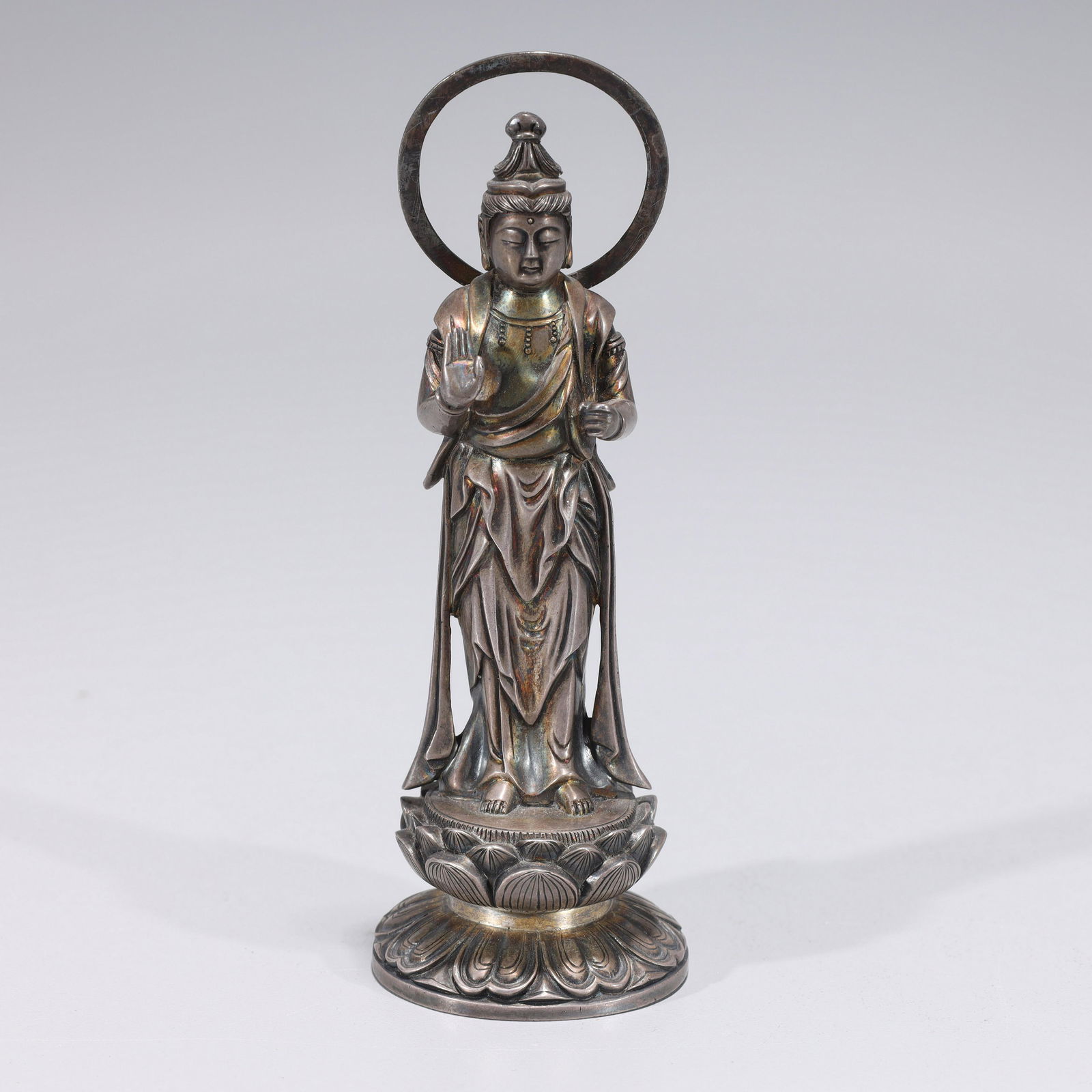 Japanese Meiji Period Silver Standing Figure of Kannon (1 of 7)