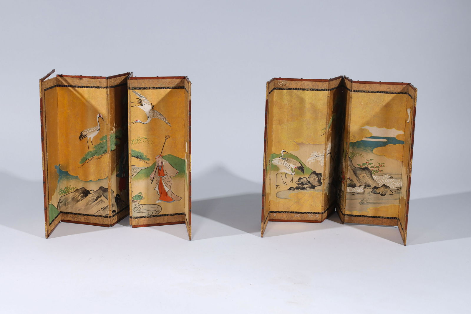 Two Antique Japanese Miniature Six-Panel Screens (1 of 5)
