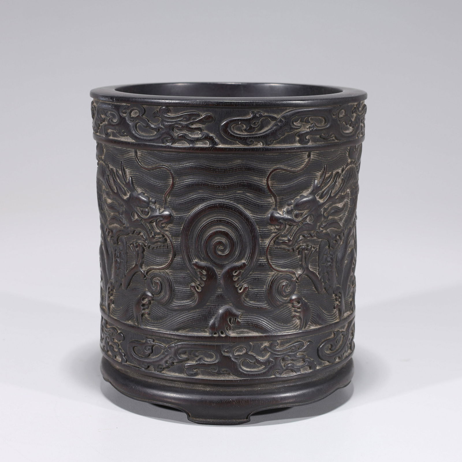Chinese Carved Hardwood Dragon Brush Pot (1 of 6)