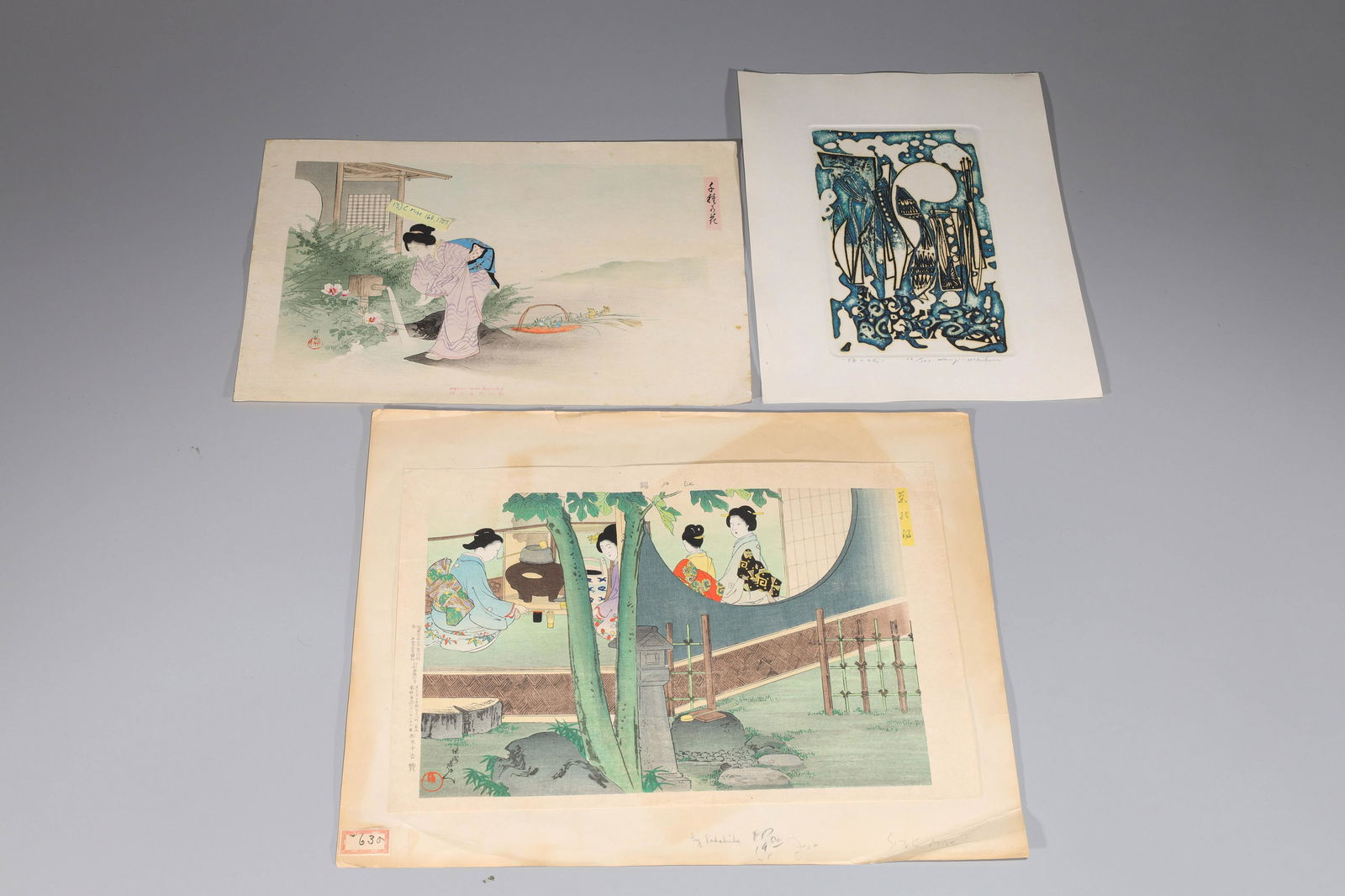 Group of Three Japanese Prints & Lithographs (1 of 4)