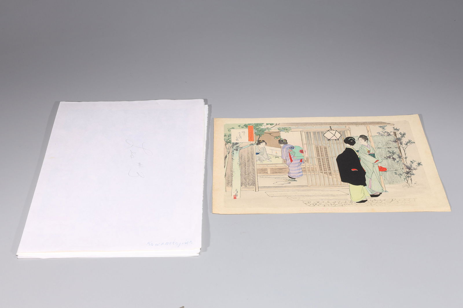 Group of Five Antique Japanese Woodblock Prints (1 of 6)