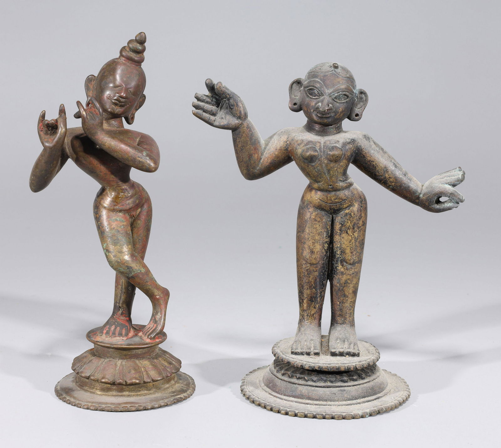 Pair of Antique Indian Bronze Krishna and Radha Statues (1 of 10)