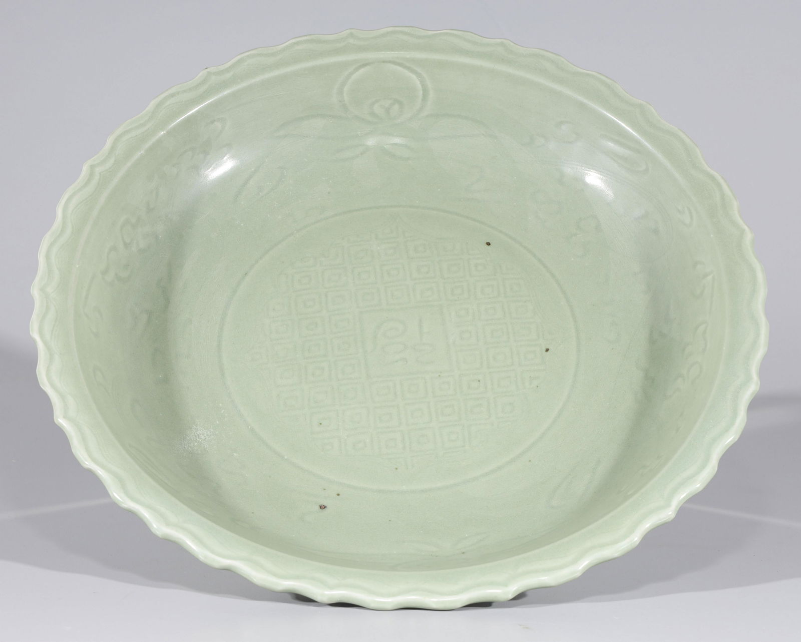 Chinese Celadon Glazed Ceramic Charger (1 of 4)