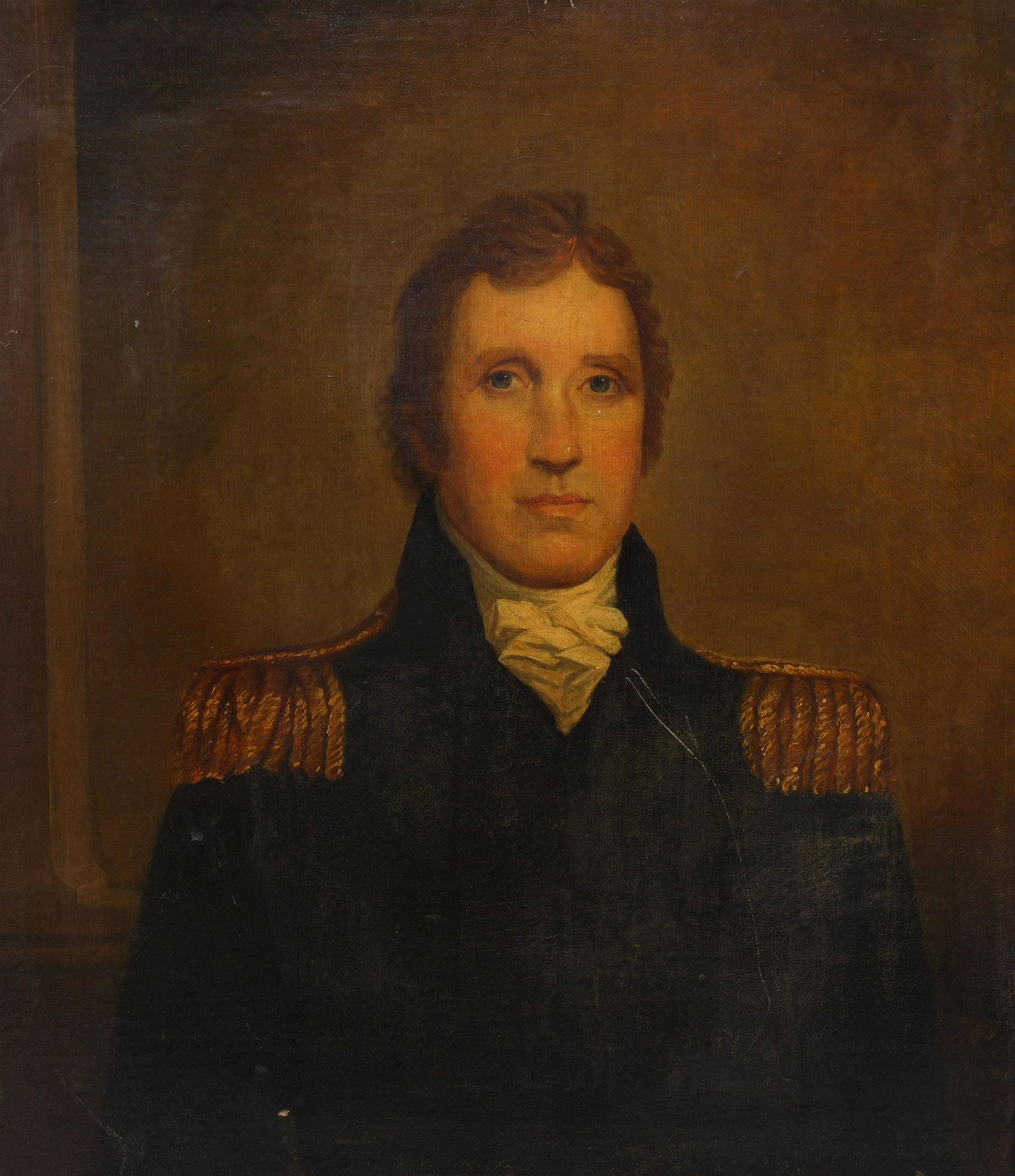 John Wesley Jarvis (1780-1839): Oil painting by John Wesley Jarvis (1780-1839) of Daniel D. Tompkins, former Governor of New York and sixth Vice President of the United States of America, 1817-1825; overall good condition, minor chi