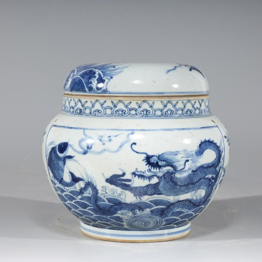 Chinese Blue & White Covered Porcelain Vessel (1 of 6)