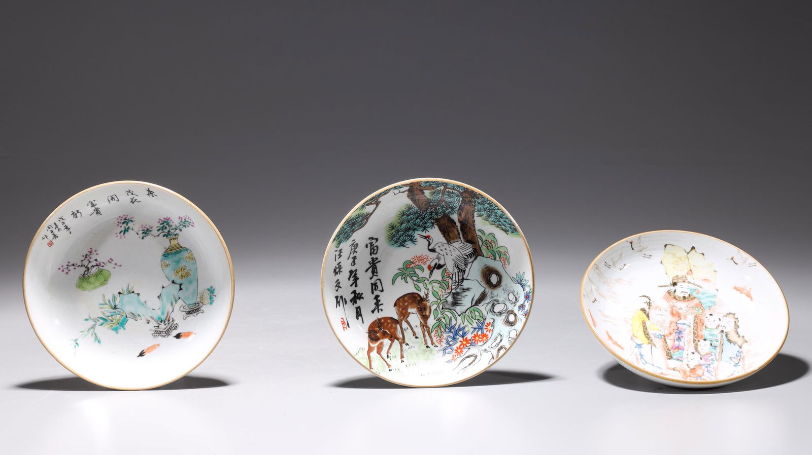 Three Chinese Enameled Porcelain Dishes (1 of 7)
