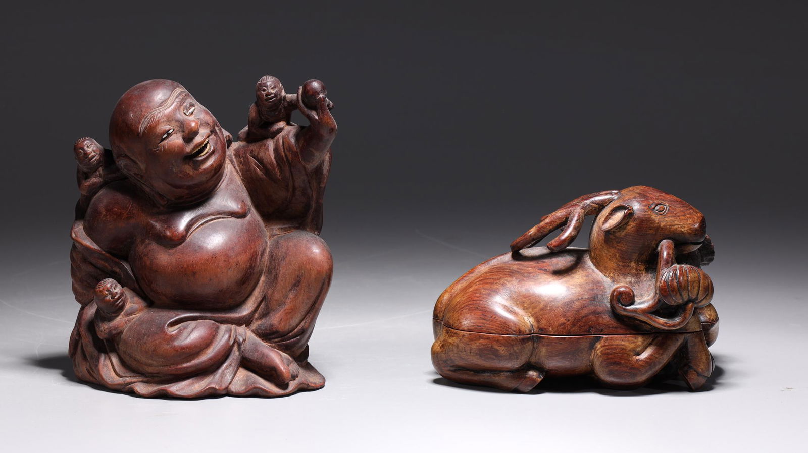 Chinese Wooden Buddha Box with Animals (1 of 9)