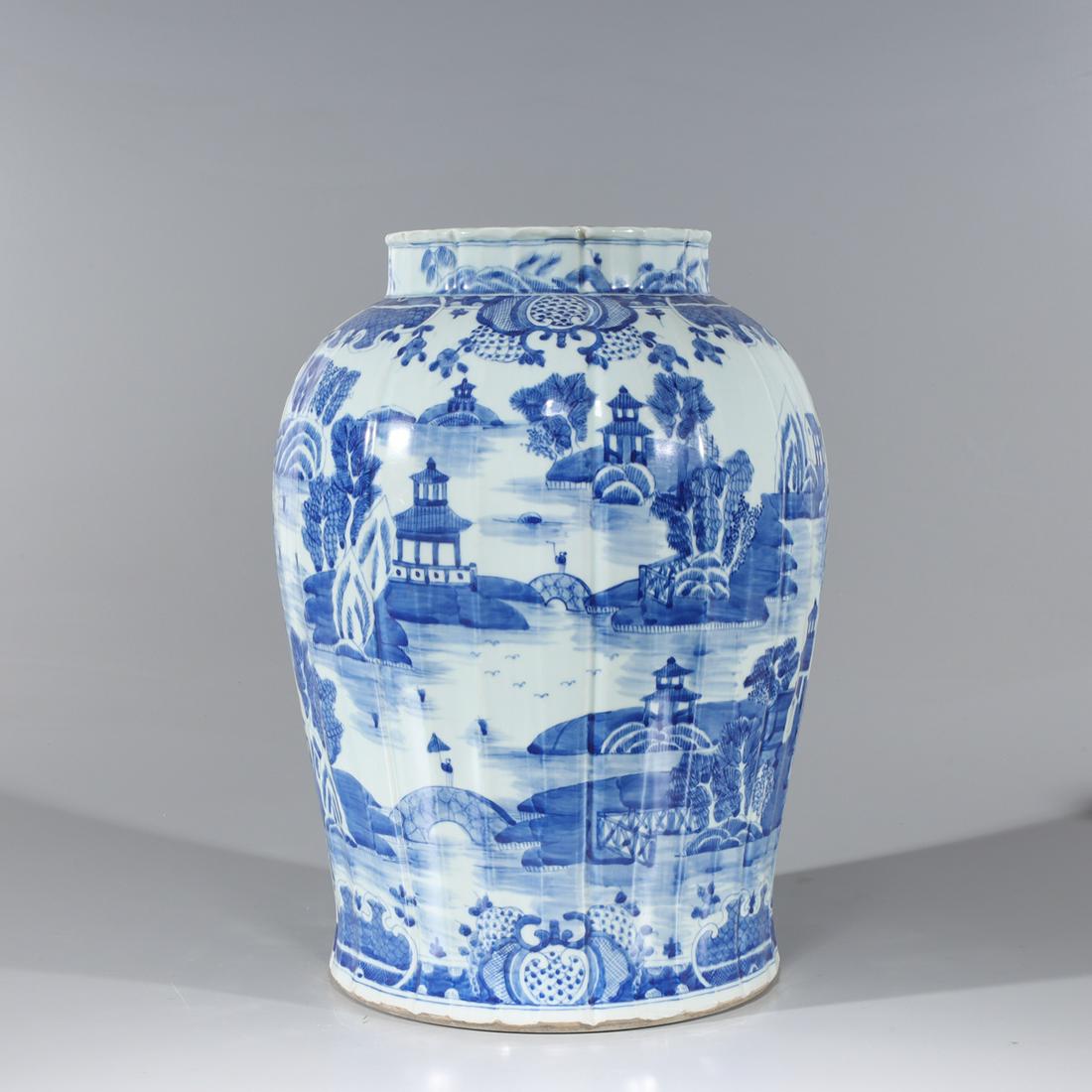 Large Chinese Blue & White Porcelain Vase (1 of 6)