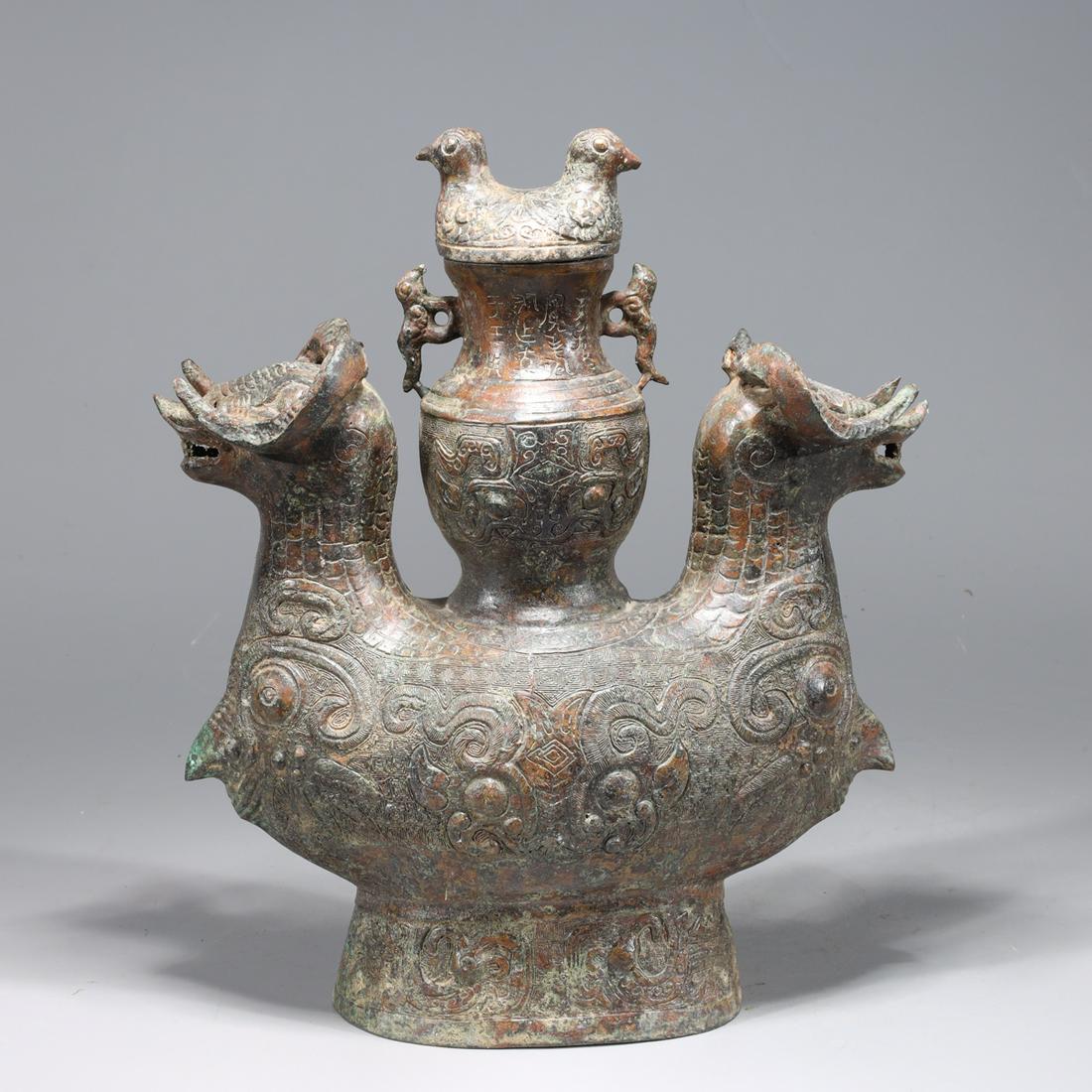 Chinese Archaistic Bronze Covered Vase (1 of 8)
