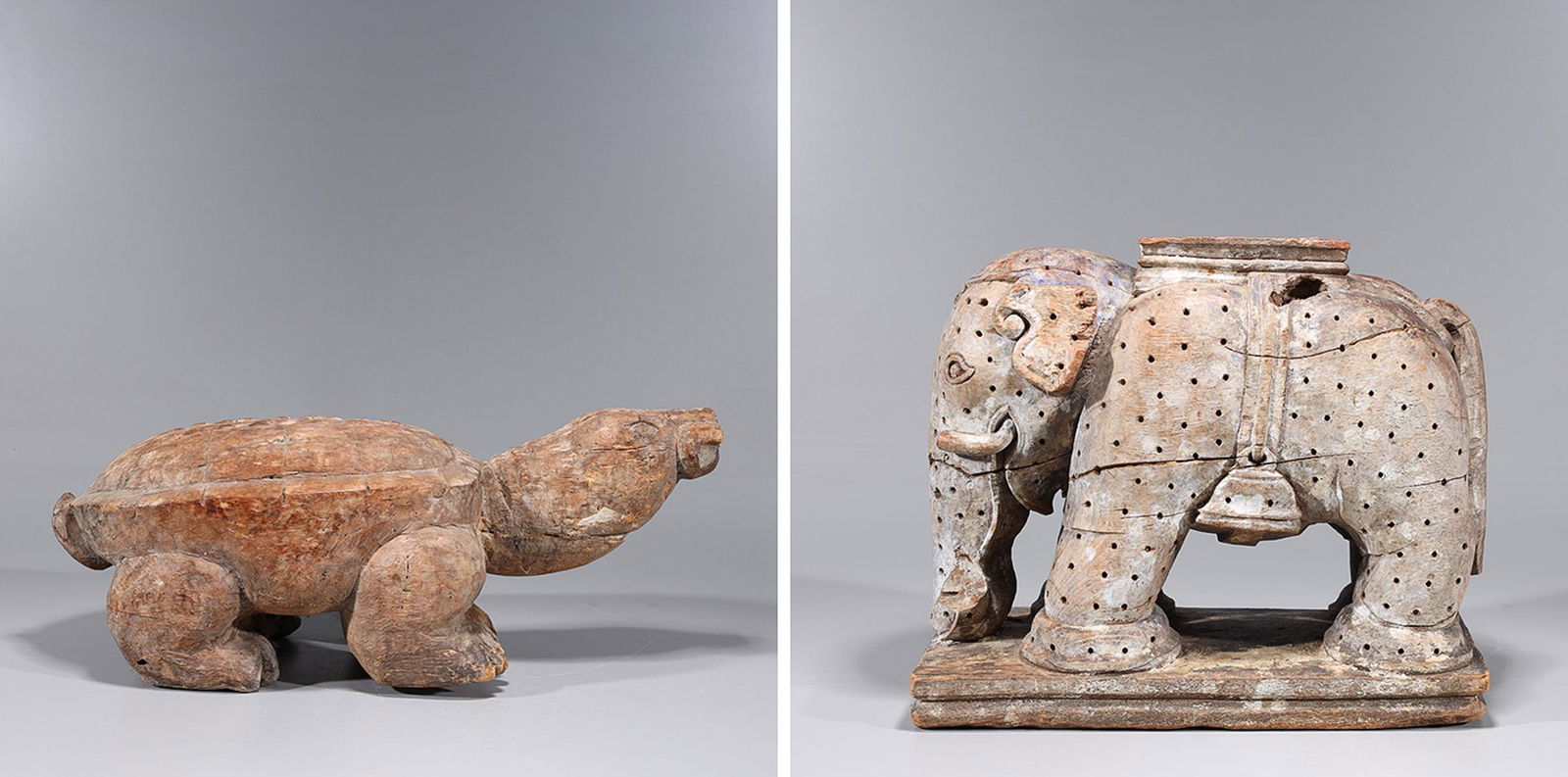 Two Chinese Carved Wood Animals (1 of 9)